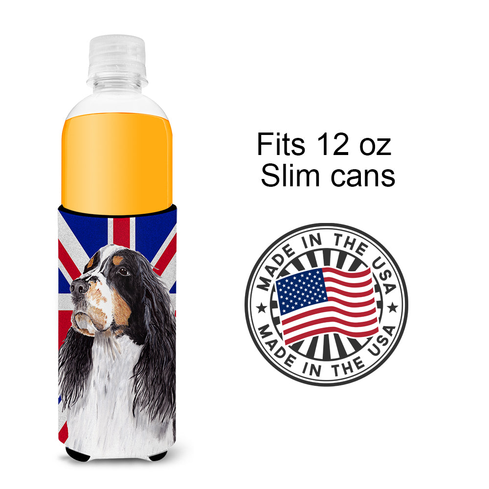 Welsh Springer Spaniel with English Union Jack British Flag Ultra Beverage Insulators for slim cans SC9817MUK.
