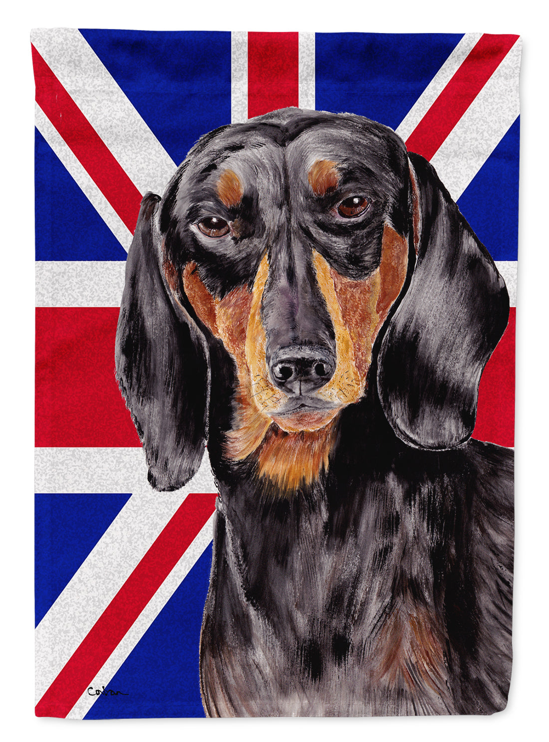 Caroline's Treasures Dachshund with English Union Jack British Flag Garden Flag - Outdoor Decorative Yard Flag