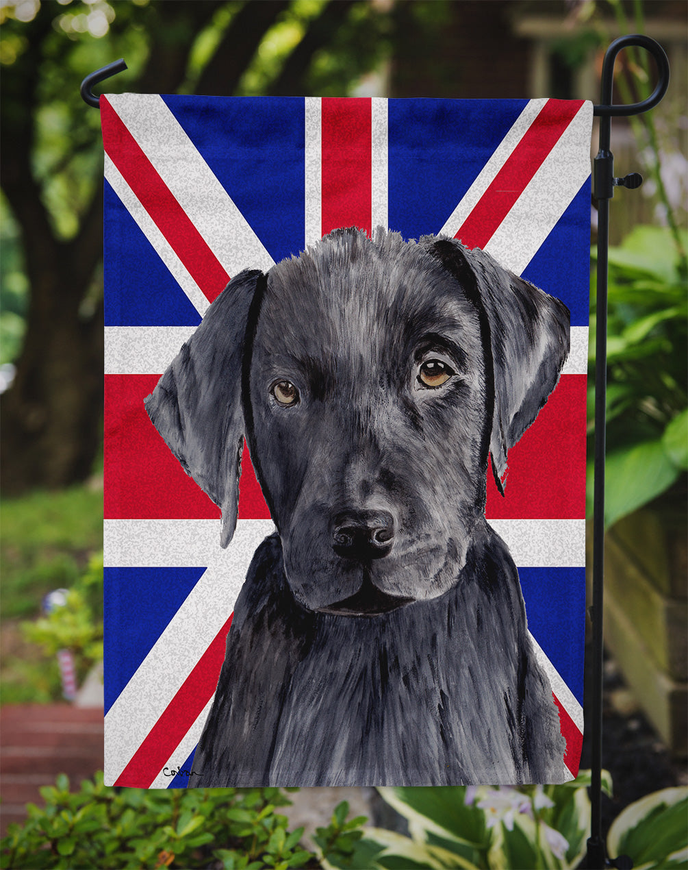 Labrador with English Union Jack British Flag Flag Garden Size