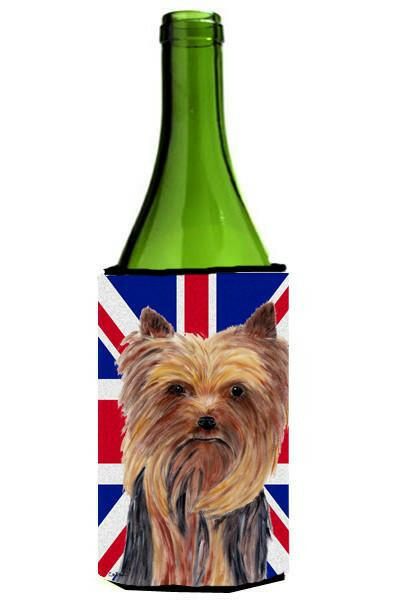 Yorkie with English Union Jack British Flag Wine Bottle Beverage Insulator Hugger SC9822LITERK by Caroline&#39;s Treasures