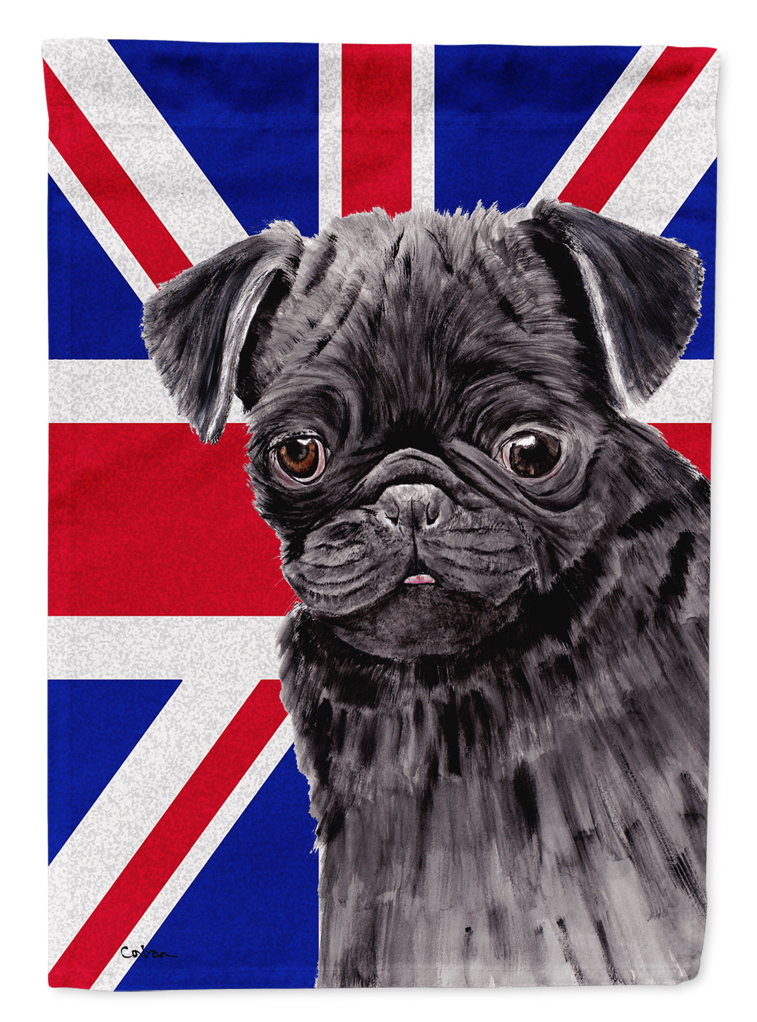 Pug with English Union Jack British Flag Flag Garden Size