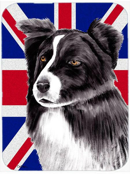 Border Collie with English Union Jack British Flag Glass Cutting Board Large Size SC9824LCB by Caroline&#39;s Treasures