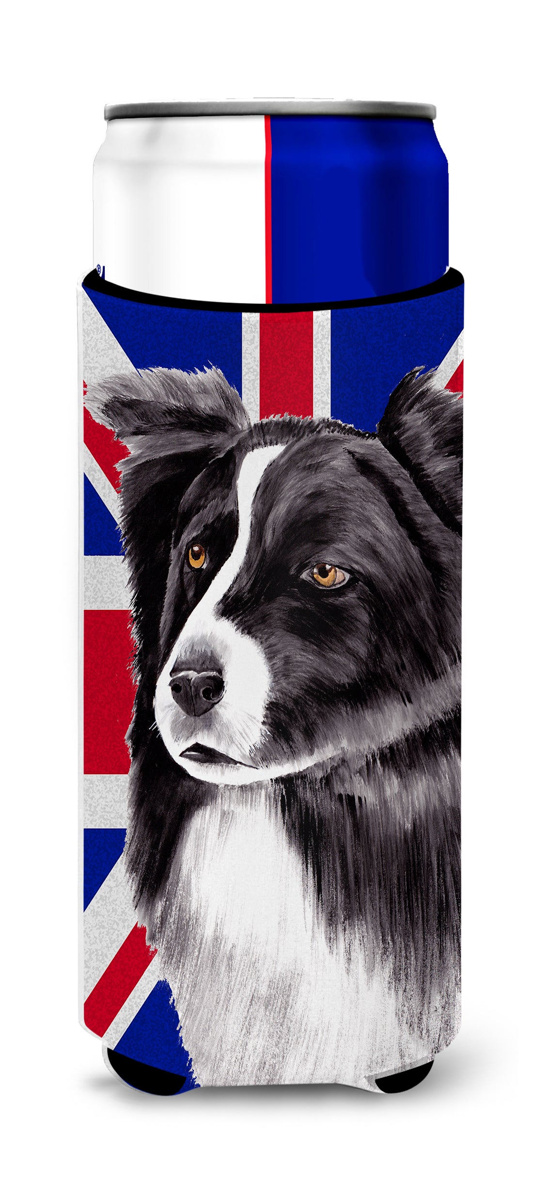 Border Collie with English Union Jack British Flag Ultra Beverage Insulators for slim cans SC9824MUK