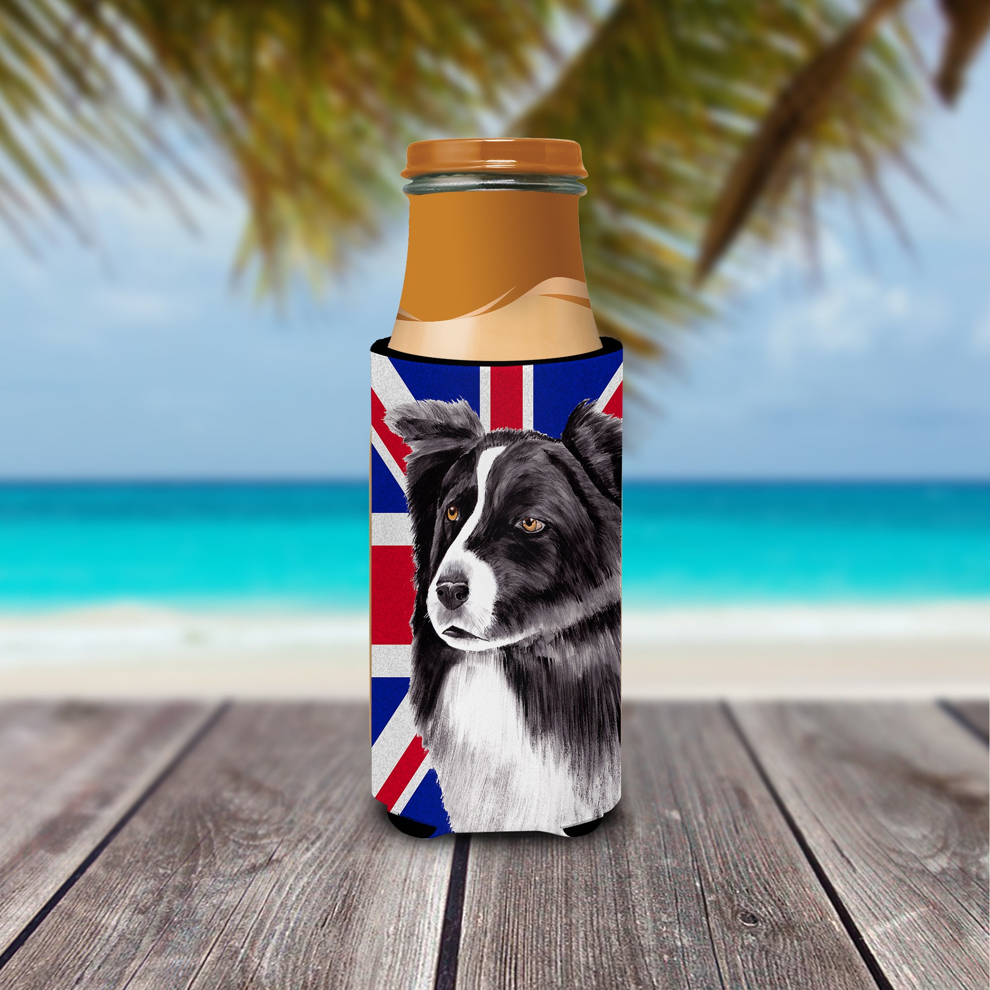 Border Collie with English Union Jack British Flag Ultra Beverage Insulators for slim cans SC9824MUK