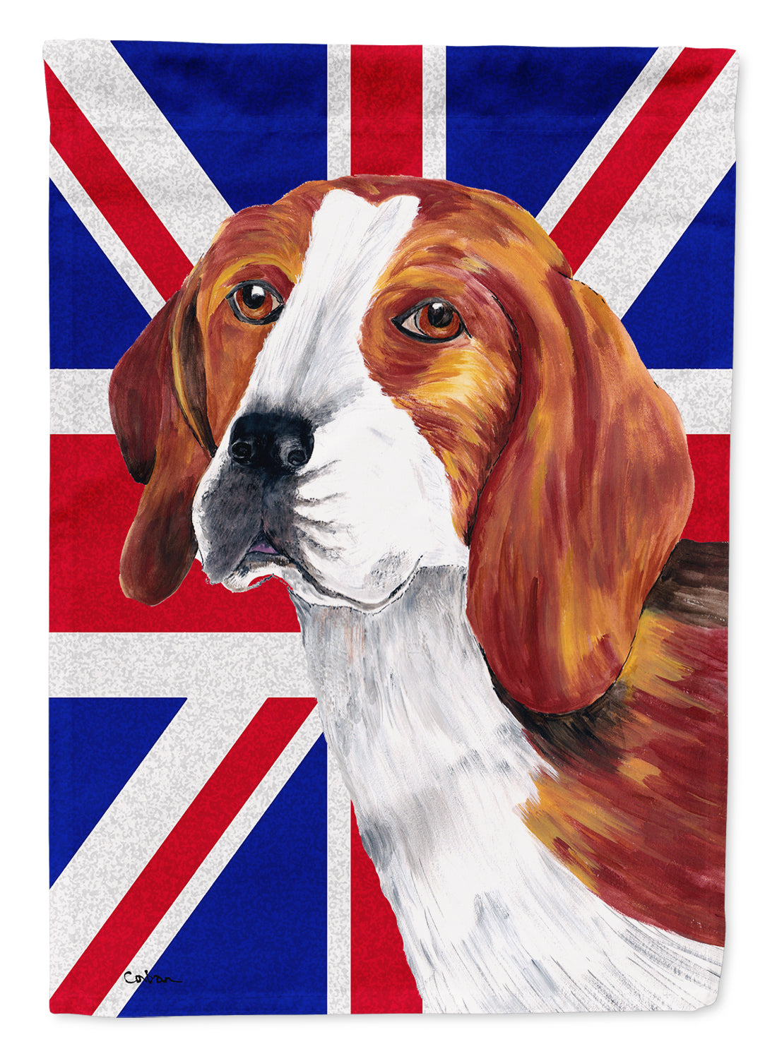 Beagle with English Union Jack British Flag Flag Canvas House Size SC9826CHF  the-store.com.