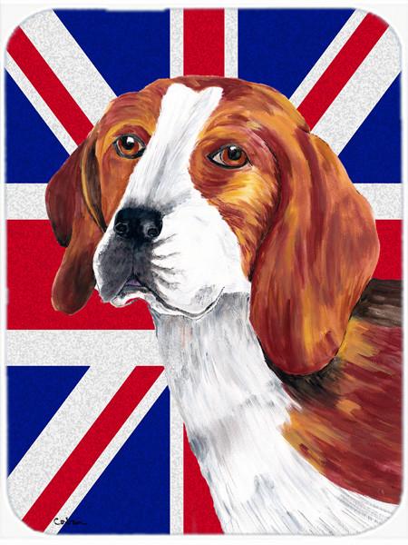 Beagle with English Union Jack British Flag Glass Cutting Board Large Size SC9826LCB by Caroline&#39;s Treasures