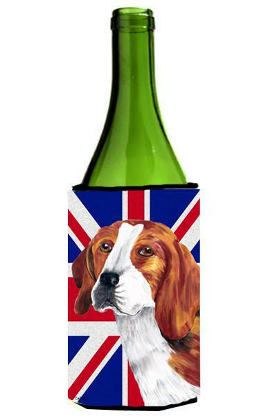 Beagle with English Union Jack British Flag Wine Bottle Beverage Insulator Hugger SC9826LITERK by Caroline&#39;s Treasures