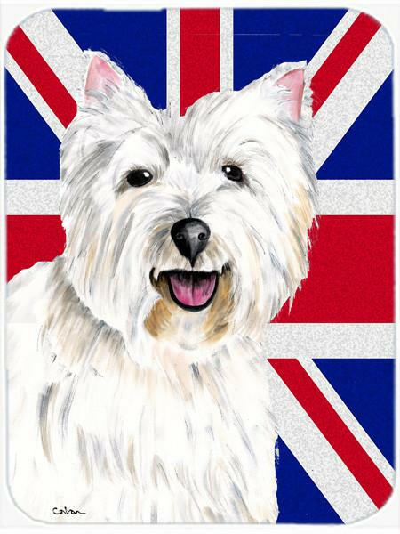 Westie with English Union Jack British Flag Glass Cutting Board Large Size SC9827LCB by Caroline&#39;s Treasures