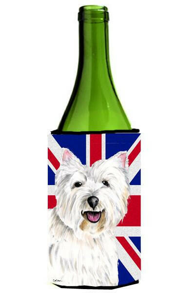 Westie with English Union Jack British Flag Wine Bottle Beverage Insulator Hugger SC9827LITERK by Caroline&#39;s Treasures