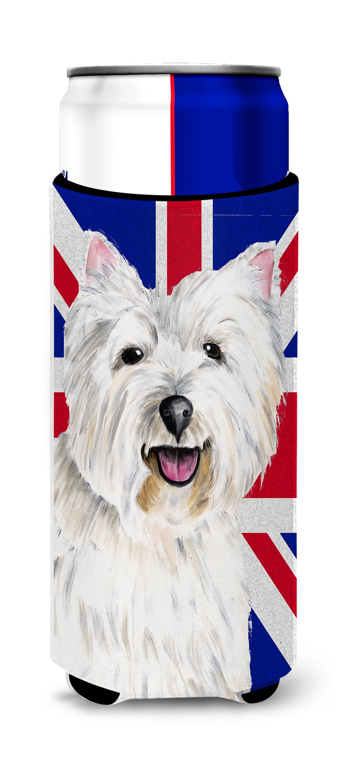 Westie with English Union Jack British Flag Ultra Beverage Insulators for slim cans SC9827MUK.