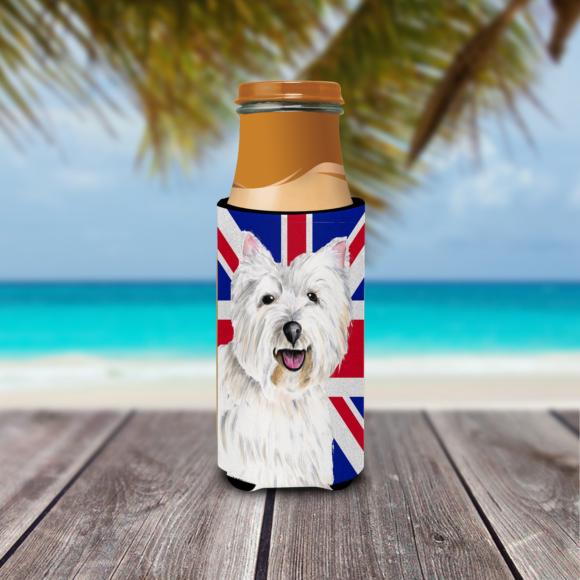 Westie with English Union Jack British Flag Ultra Beverage Insulators for slim cans SC9827MUK