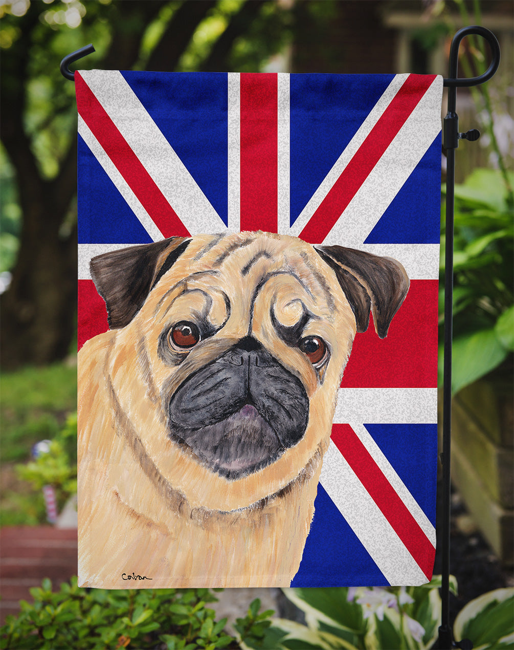 Pug with English Union Jack British Flag Flag Garden Size SC9828GF