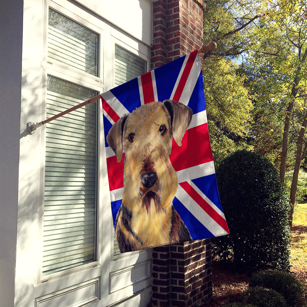 Airedale with English Union Jack British Flag Flag Canvas House Size SC9830CHF