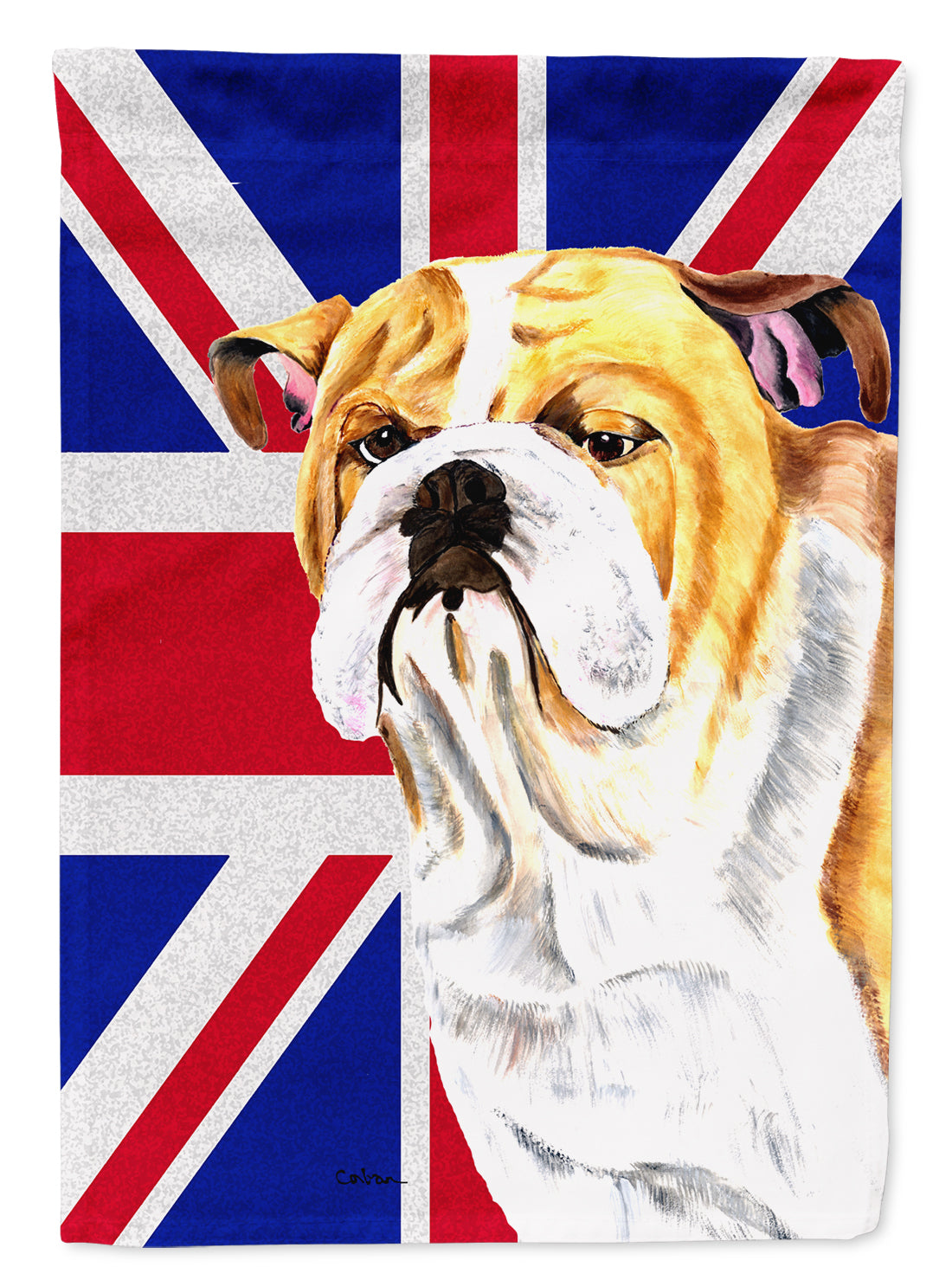 Bulldog English with English Union Jack British Flag Flag Canvas House Size SC9831CHF  the-store.com.