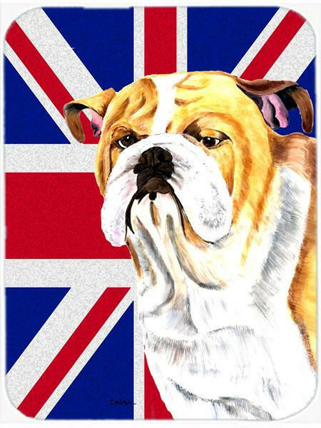 Bulldog English with English Union Jack British Flag Glass Cutting Board Large Size SC9831LCB by Caroline&#39;s Treasures