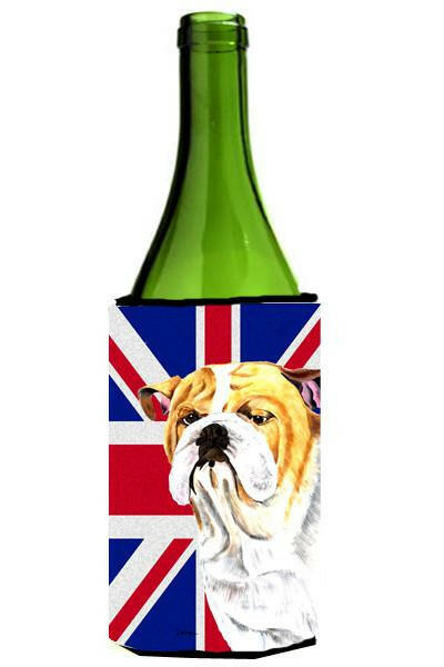Bulldog English with English Union Jack British Flag Wine Bottle Beverage Insulator Hugger SC9831LITERK by Caroline's Treasures