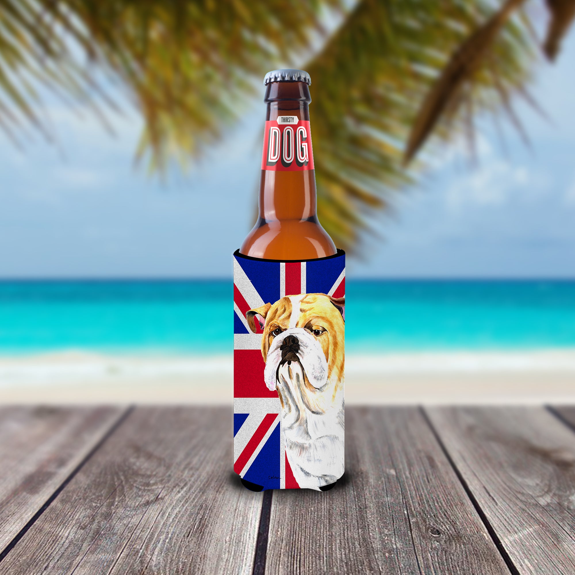 Bulldog English with English Union Jack British Flag Ultra Beverage Insulators for slim cans SC9831MUK