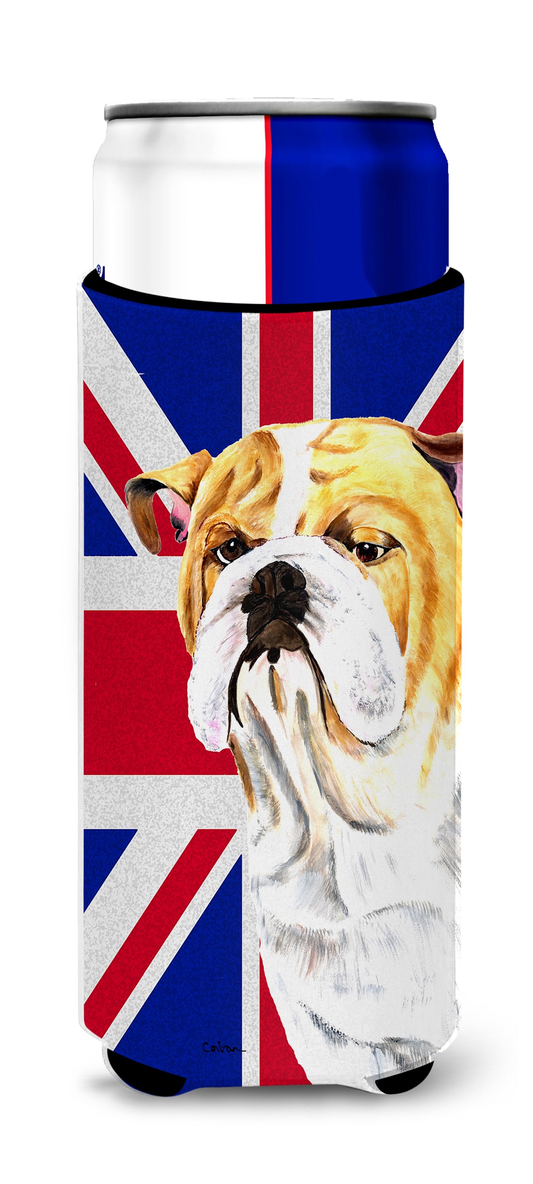 Bulldog English with English Union Jack British Flag Ultra Beverage Insulators for slim cans SC9831MUK.