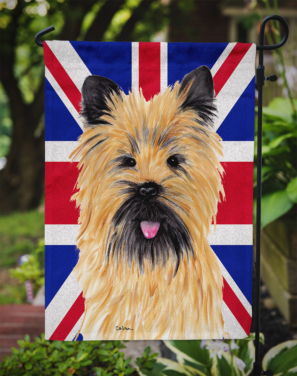 Cairn Terrier with English Union Jack British Flag Flag Garden Size  the-store.com.