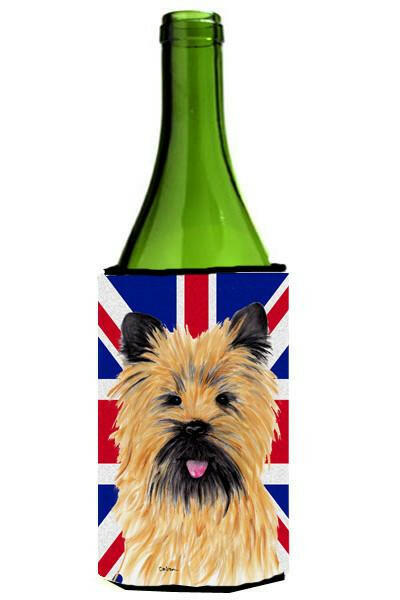 Cairn Terrier with English Union Jack British Flag Wine Bottle Beverage Insulator Hugger SC9832LITERK by Caroline&#39;s Treasures
