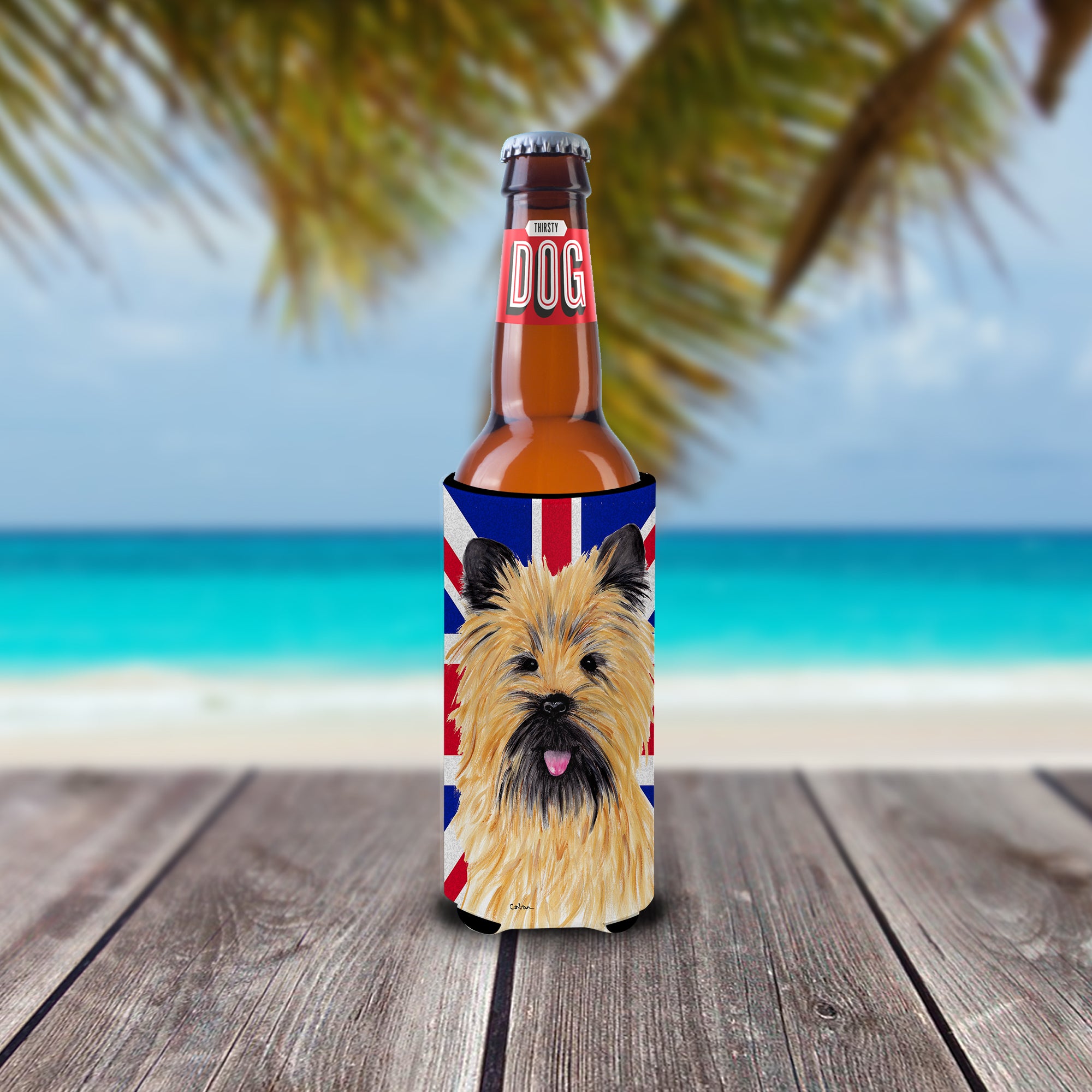 Cairn Terrier with English Union Jack British Flag Ultra Beverage Insulators for slim cans SC9832MUK.