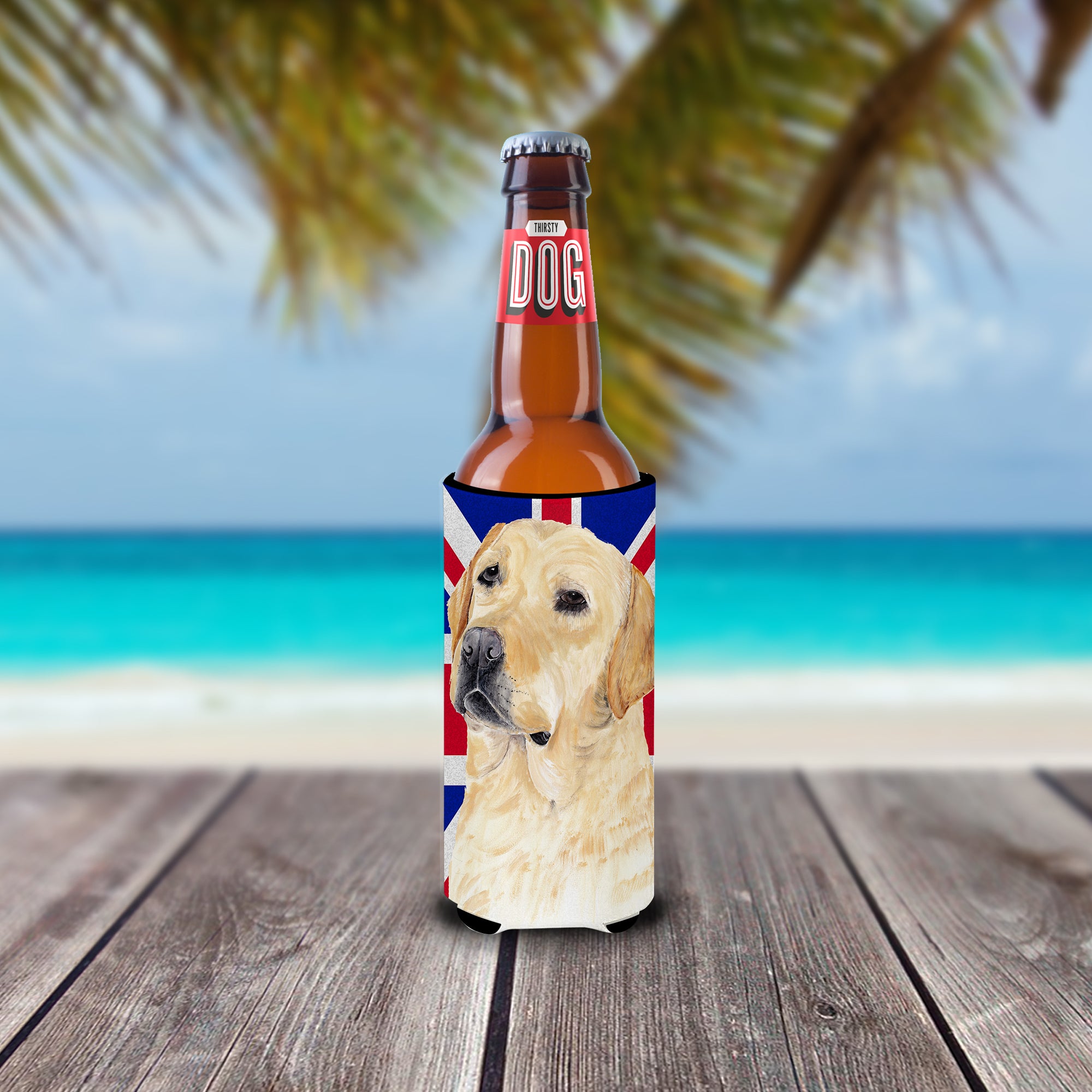 Labrador with English Union Jack British Flag Ultra Beverage Insulators for slim cans SC9833MUK