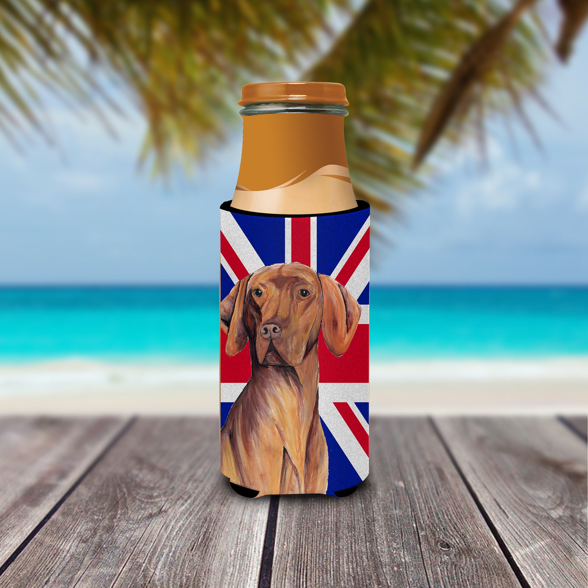 Vizsla with English Union Jack British Flag Ultra Beverage Insulators for slim cans SC9835MUK