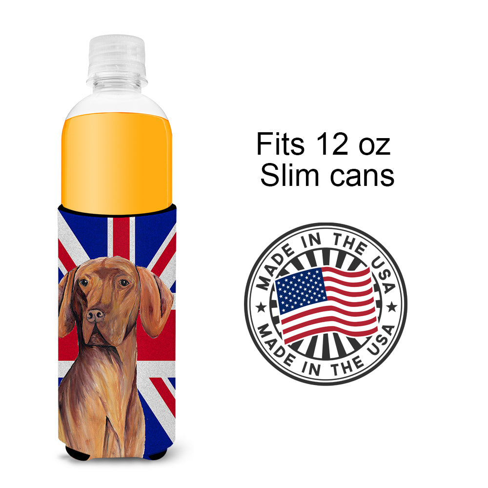 Vizsla with English Union Jack British Flag Ultra Beverage Insulators for slim cans SC9835MUK.
