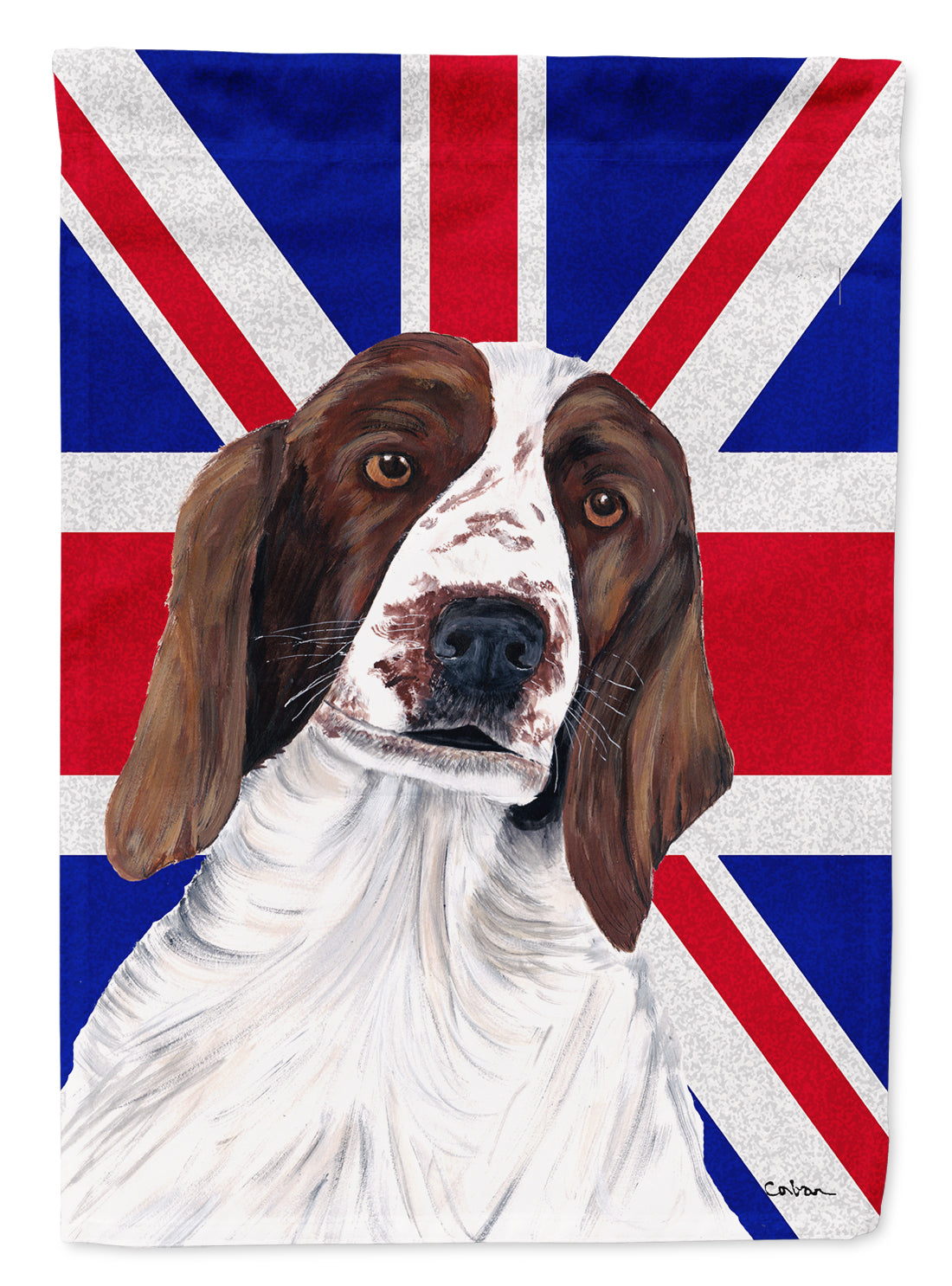 Springer Spaniel with English Union Jack British Flag Flag Canvas House Size SC9837CHF  the-store.com.