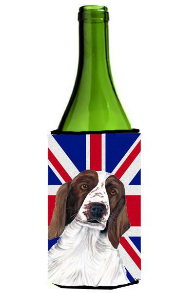 Springer Spaniel with English Union Jack British Flag Wine Bottle Beverage Insulator Hugger SC9837LITERK by Caroline&#39;s Treasures