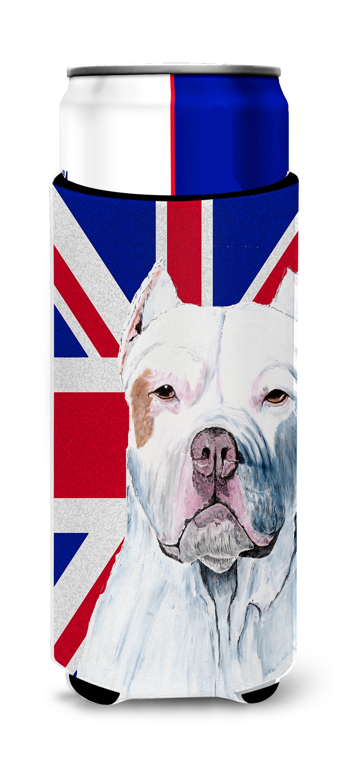 Pit Bull with English Union Jack British Flag Ultra Beverage Insulators for slim cans SC9838MUK