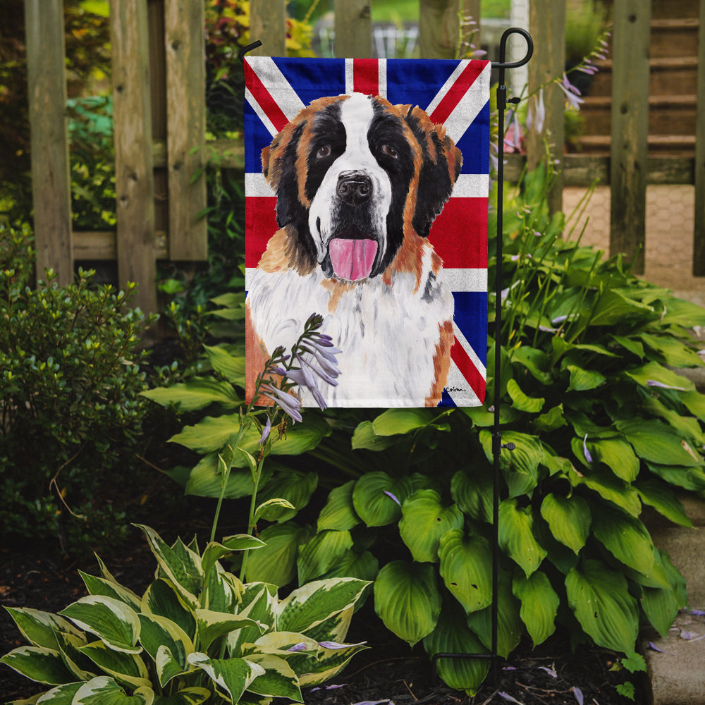 Saint Bernard with English Union Jack British Flag Flag Garden Size SC9839GF