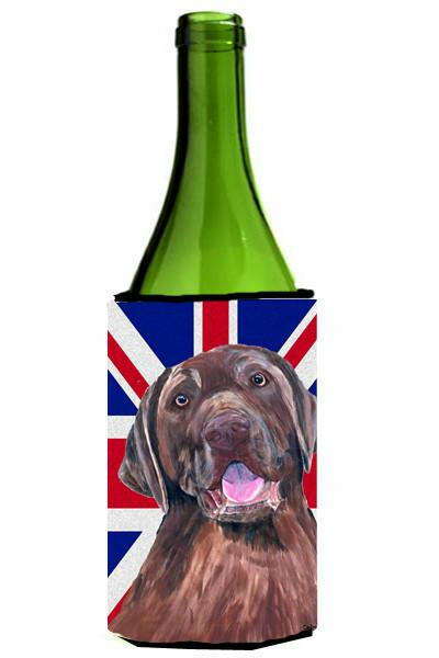 Labrador with English Union Jack British Flag Wine Bottle Beverage Insulator Hugger SC9841LITERK by Caroline&#39;s Treasures