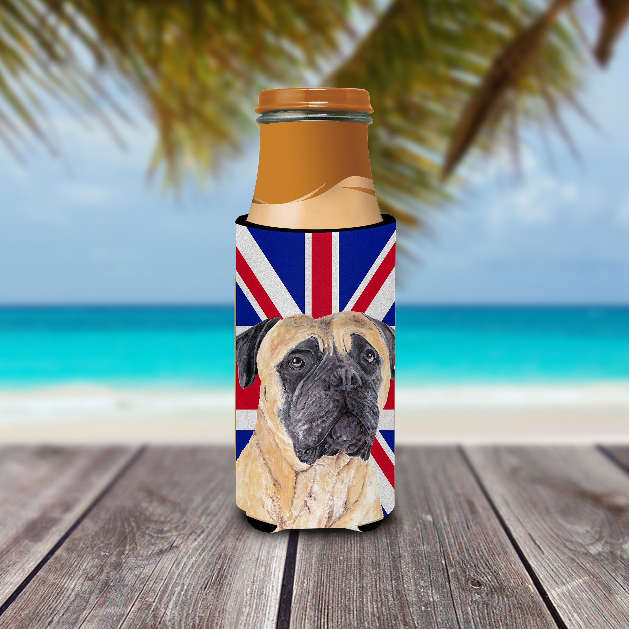 Mastiff with English Union Jack British Flag Ultra Beverage Insulators for slim cans SC9842MUK