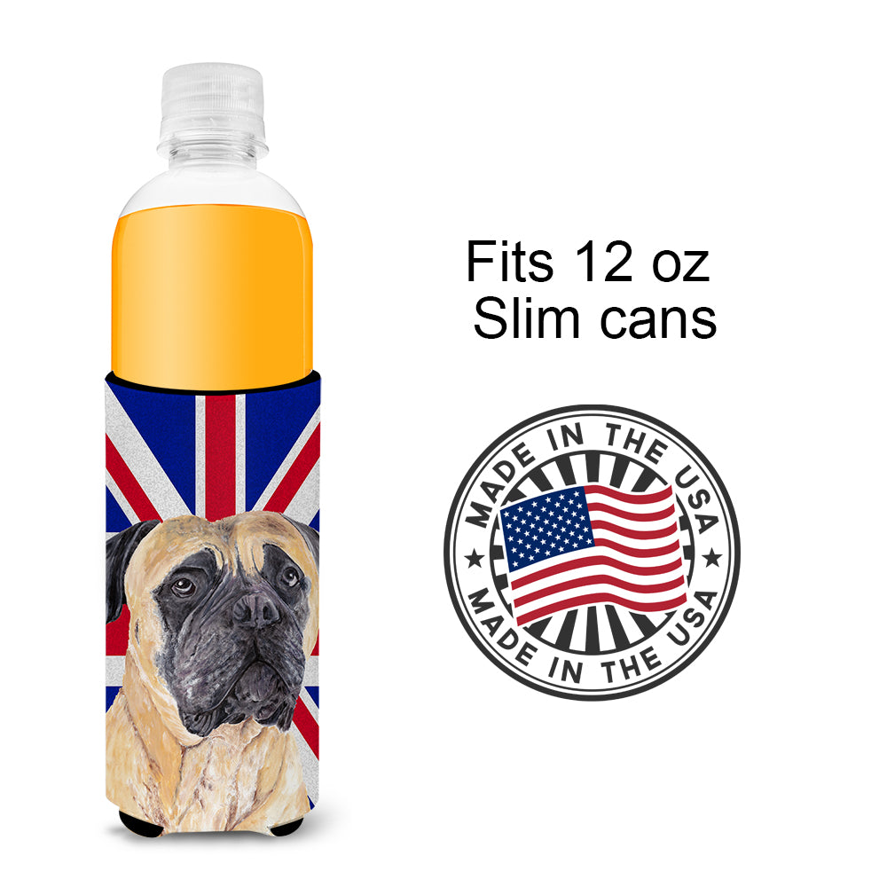 Mastiff with English Union Jack British Flag Ultra Beverage Insulators for slim cans SC9842MUK.