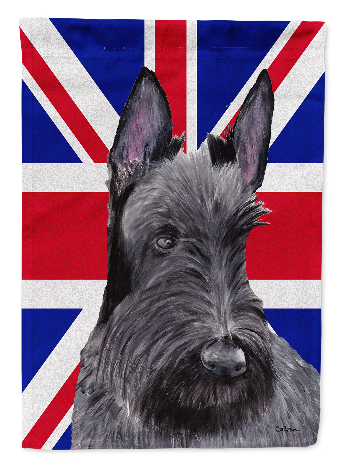 Scottish Terrier with English Union Jack British Flag Flag Canvas House Size SC9843CHF