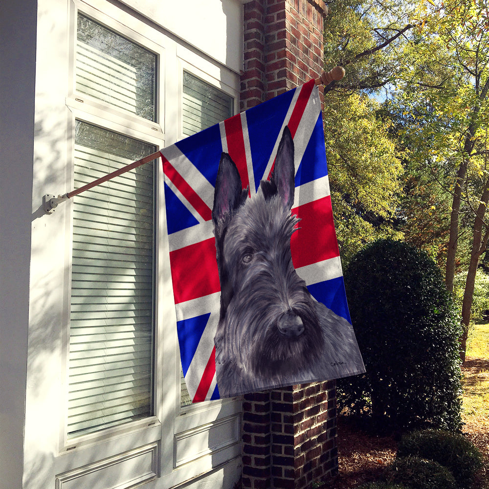 Scottish Terrier with English Union Jack British Flag Flag Canvas House Size SC9843CHF  the-store.com.
