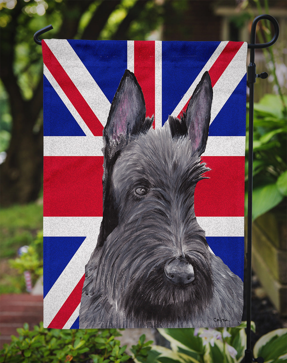 Scottish Terrier with English Union Jack British Flag Flag Garden Size SC9843GF  the-store.com.