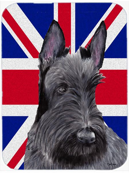 Scottish Terrier with English Union Jack British Flag Glass Cutting Board Large Size SC9843LCB by Caroline's Treasures