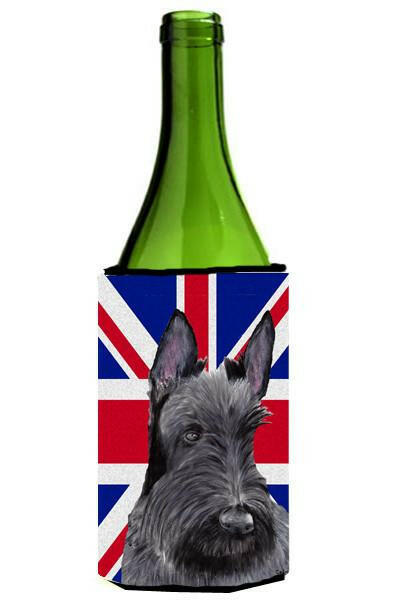 Scottish Terrier with English Union Jack British Flag Wine Bottle Beverage Insulator Hugger SC9843LITERK by Caroline&#39;s Treasures