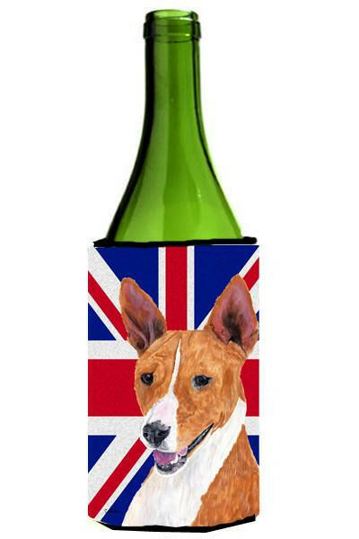Basenji with English Union Jack British Flag Wine Bottle Beverage Insulator Hugger SC9844LITERK by Caroline&#39;s Treasures