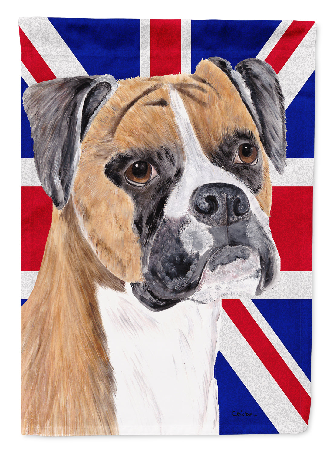 Boxer with English Union Jack British Flag Flag Canvas House Size SC9847CHF  the-store.com.