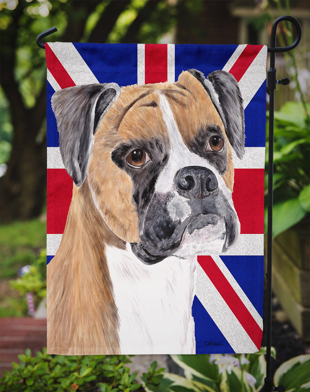 Boxer with English Union Jack British Flag Flag Garden Size SC9847GF