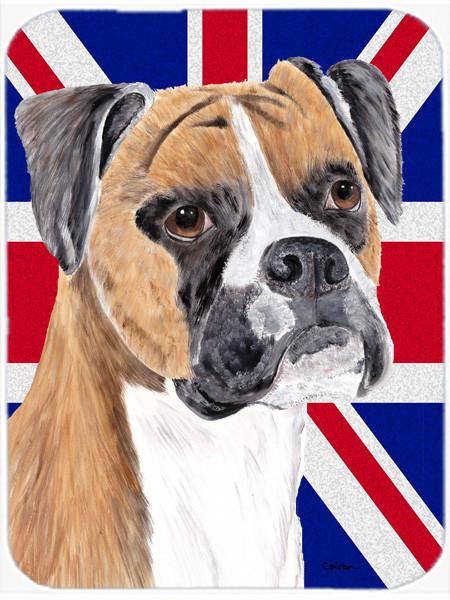 Boxer with English Union Jack British Flag Glass Cutting Board Large Size SC9847LCB by Caroline's Treasures
