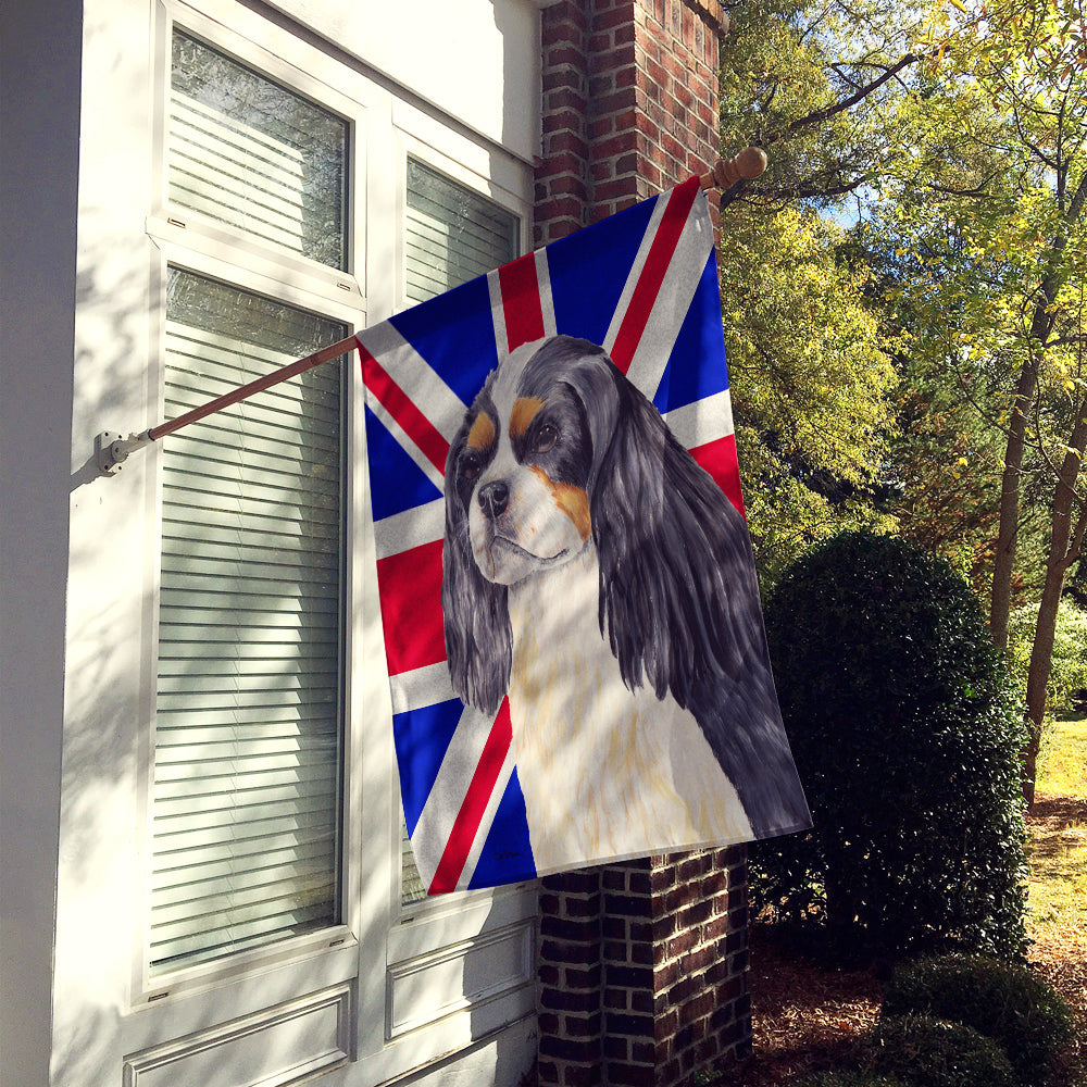 Cavalier Spaniel with English Union Jack British Flag Flag Canvas House Size SC9848CHF  the-store.com.