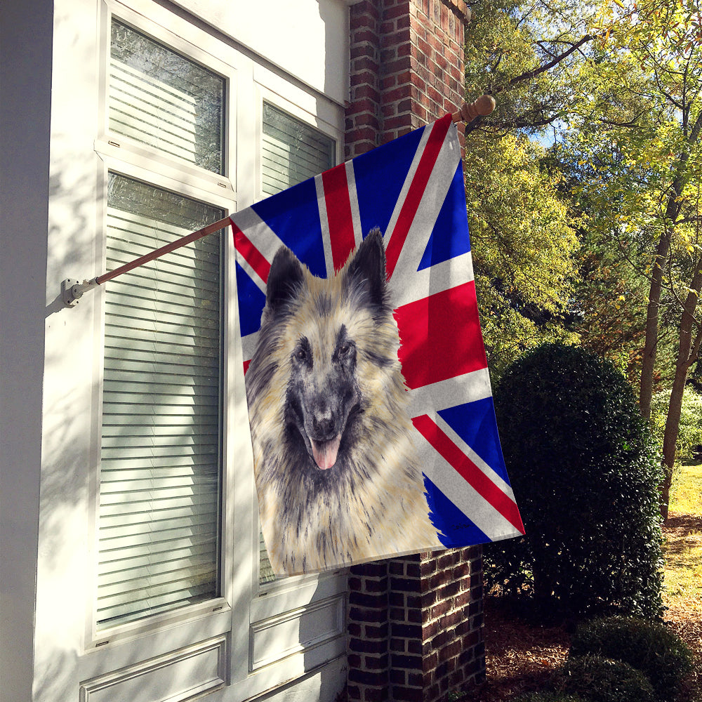 Belgian Tervuren with English Union Jack British Flag Flag Canvas House Size SC9849CHF  the-store.com.