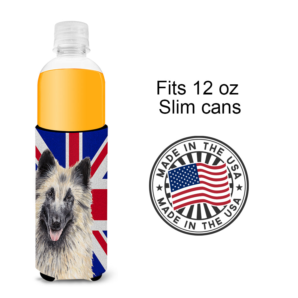 Belgian Tervuren with English Union Jack British Flag Ultra Beverage Insulators for slim cans SC9849MUK.
