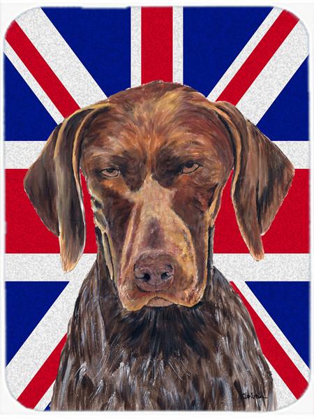 German Shorthaired Pointer with English Union Jack British Flag Glass Cutting Board Large Size SC9852LCB by Caroline&#39;s Treasures