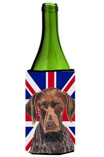 German Shorthaired Pointer with English Union Jack British Flag Wine Bottle Beverage Insulator Hugger SC9852LITERK by Caroline&#39;s Treasures