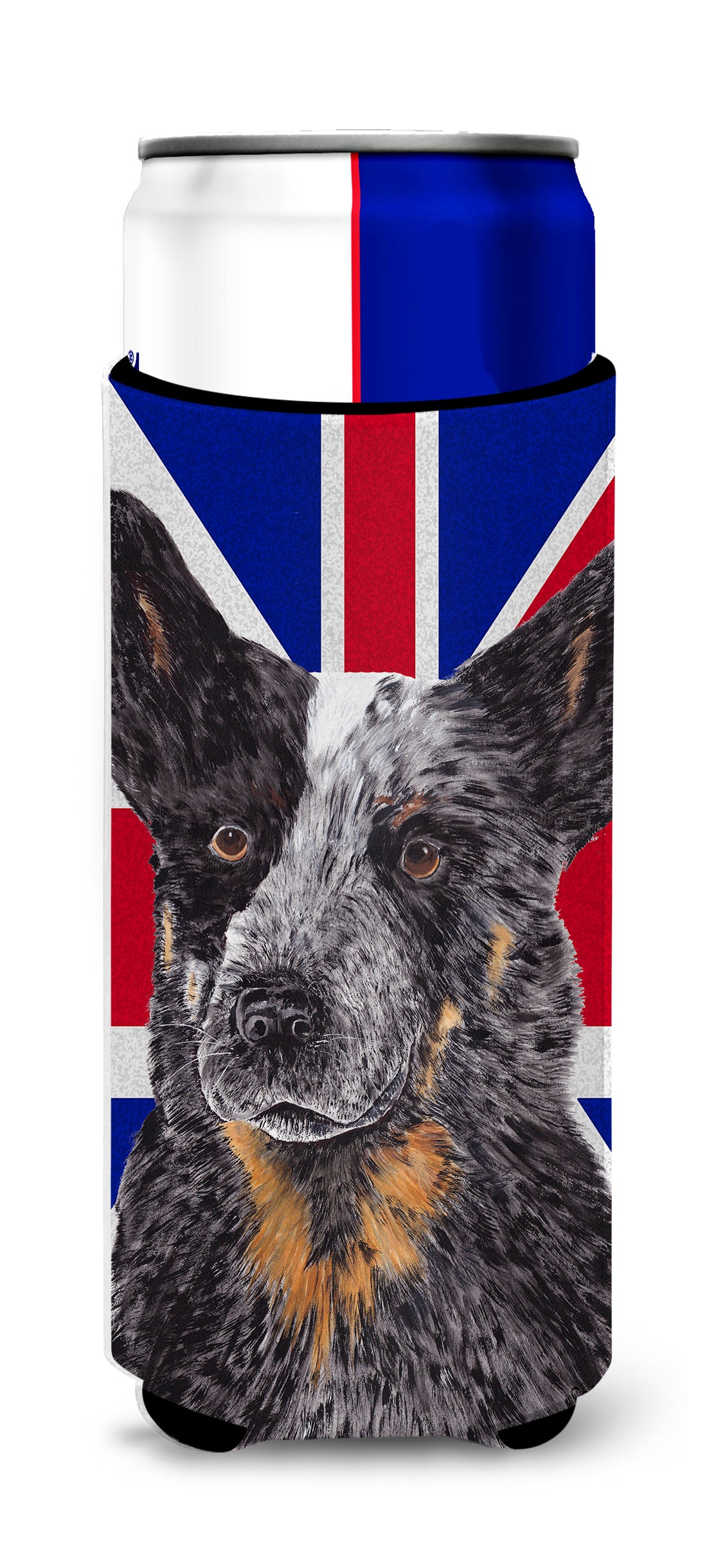 Australian Cattle Dog with English Union Jack British Flag Ultra Beverage Insulators for slim cans SC9853MUK.